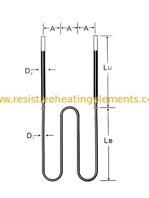 Élément chauffant en forme de W MoSi2 220V 380V Disilicide moly pour four à vide
